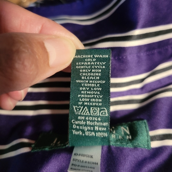 Lauren Ralph Lauren satin long sleeve Rool Tab. - Picture 7 of 8